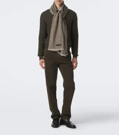 Zegna Herringbone cashmere scarf | Thumbnail 3