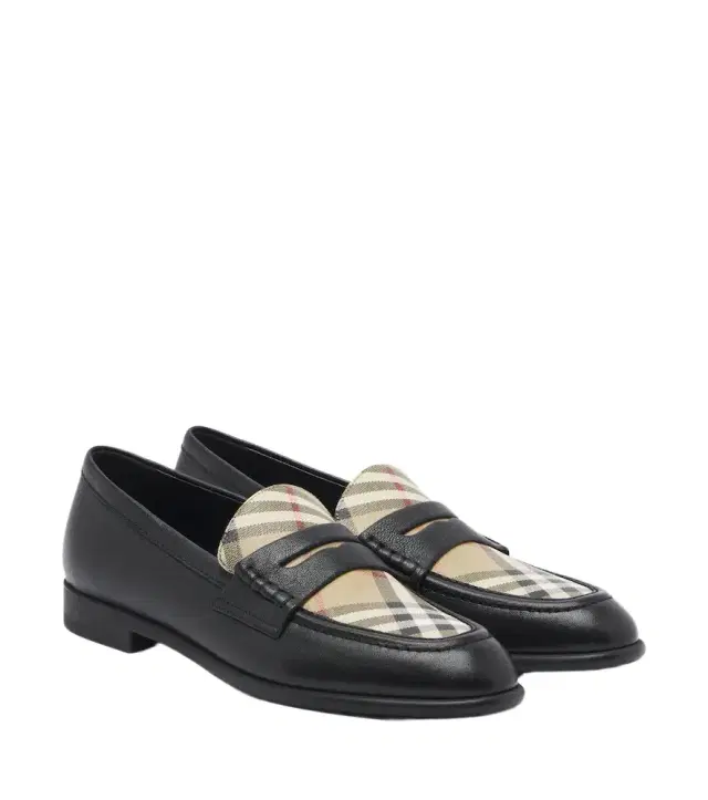 Burberry Check leather penny loafers