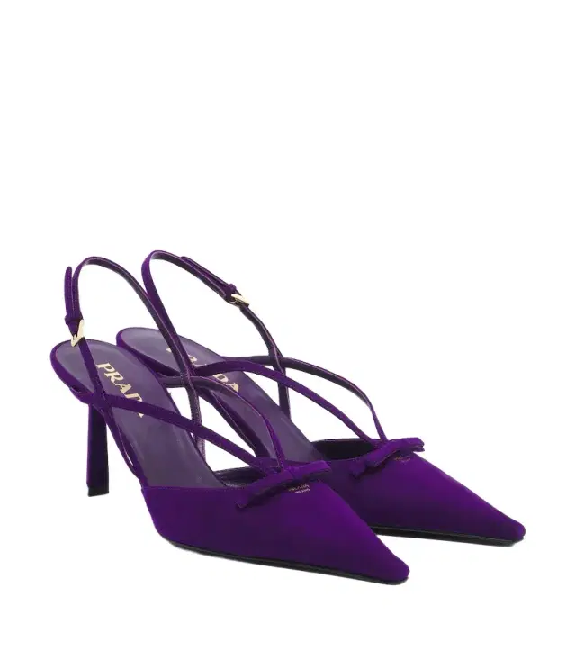 Prada Bow-detail suede slingback pumps