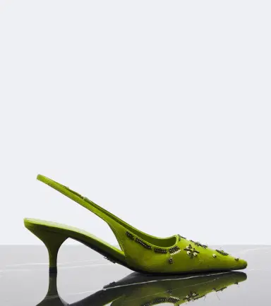 Prada Embellished satin slingback pumps | Thumbnail 2