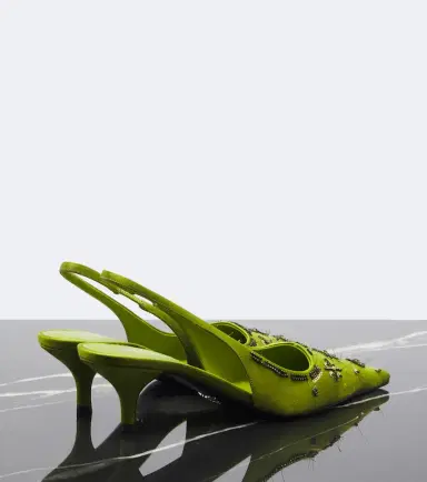 Prada Embellished satin slingback pumps | Thumbnail 3