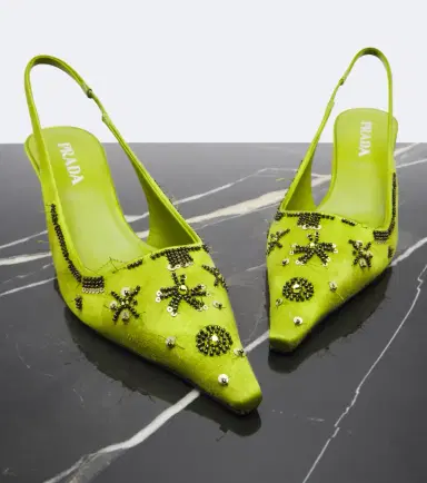 Prada Embellished satin slingback pumps | Thumbnail 4