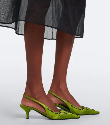 Prada Embellished satin slingback pumps | Thumbnail 6