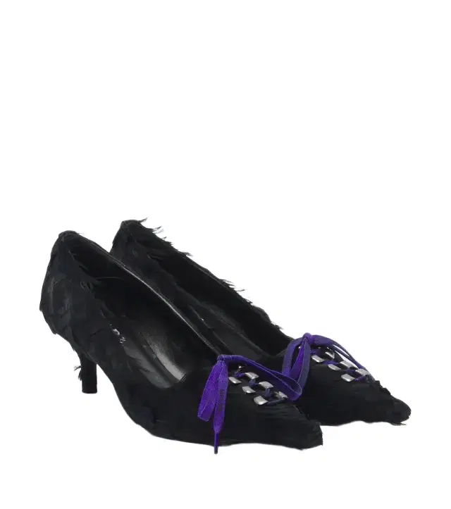 Prada Feather-trimmed satin pumps