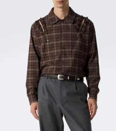 Simone Rocha Ruffled checked cotton flannel shirt | Thumbnail 2 Simone Rocha Ruffled checked cotton flannel shirt | Thumbnail 2
