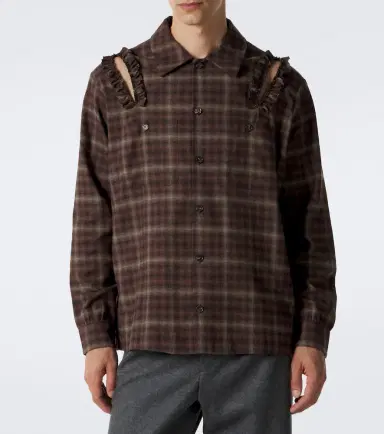 Simone Rocha Ruffled checked cotton flannel shirt | Thumbnail 4 Simone Rocha Ruffled checked cotton flannel shirt | Thumbnail 4