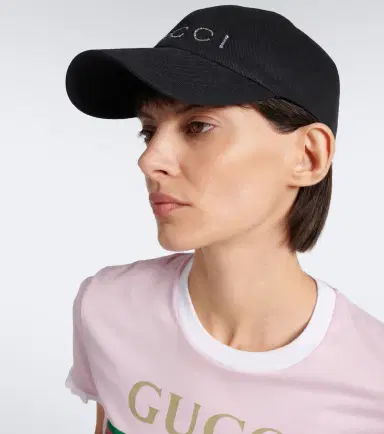 Gucci Embellished logo cotton-blend baseball cap | Thumbnail 4