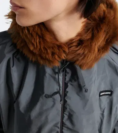 Miu Miu Shearling-trimmed technical jacket | Thumbnail 2