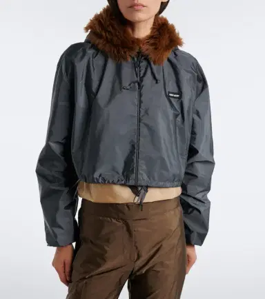 Miu Miu Shearling-trimmed technical jacket | Thumbnail 6