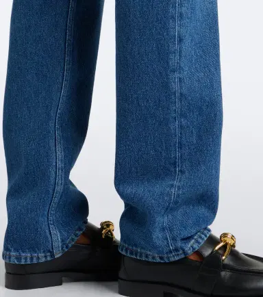 Bottega Veneta Intrecciato leather-trimmed slim jeans | Thumbnail 5