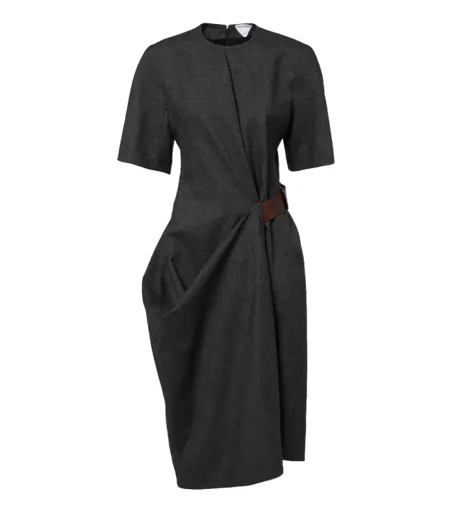 Bottega Veneta Belted wool midi dress