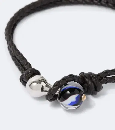 Bottega Veneta Knot sterling silver and leather bracelet | Thumbnail 3