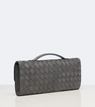 Bottega Veneta Andiamo Intrecciato suede clutch | Thumbnail 2 Bottega Veneta Andiamo Intrecciato suede clutch | Thumbnail 2