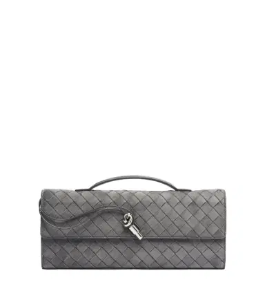 Bottega Veneta Andiamo Intrecciato suede clutch | Thumbnail 1 Bottega Veneta Andiamo Intrecciato suede clutch | Thumbnail 1