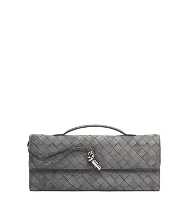 Bottega Veneta Andiamo Intrecciato suede clutch
