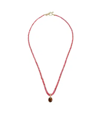 Octavia Elizabeth 18kt gold beaded necklace with spinels and tiger's eye | Thumbnail 1 Octavia Elizabeth 18kt gold beaded necklace with spinels and tiger's eye | Thumbnail 1