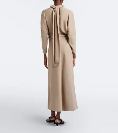 TOTEME Draped tie-neck cady midi dress | Thumbnail 7 TOTEME Draped tie-neck cady midi dress | Thumbnail 7