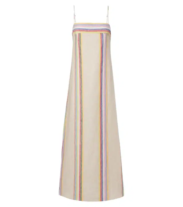 Staud Laura striped linen maxi dress