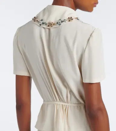 Prada Embellished silk crêpe midi dress | Thumbnail 6
