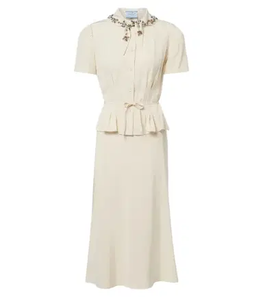 Prada Embellished silk crêpe midi dress | Thumbnail 1