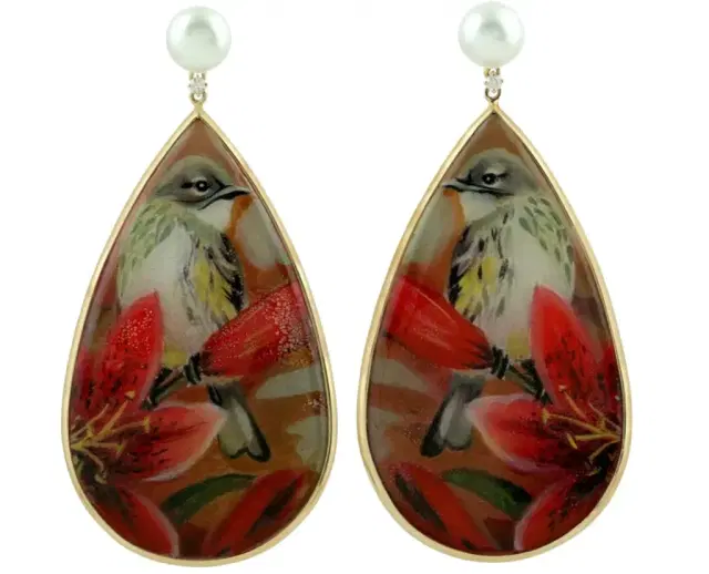 Wish Fine Jewelry 0.10ct Diamond Bakelite 18K Gold Earrings