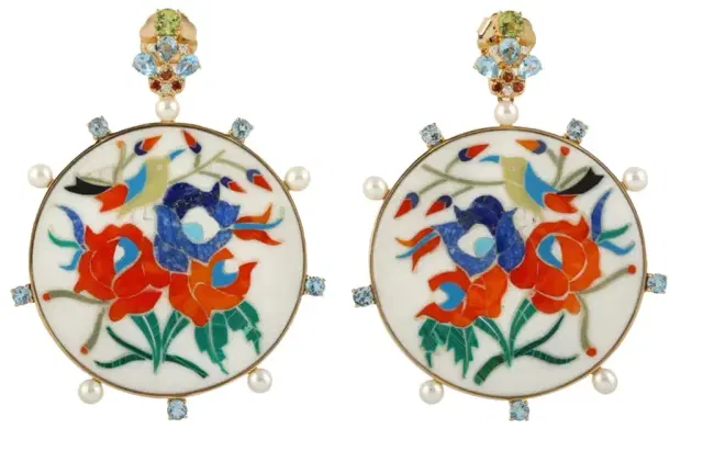 Wish Fine Jewelry 0.13ct Diamond Bakelite 18K Gold Earrings