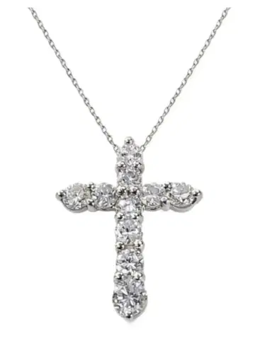 Wish Fine Jewelry 1.00ct Diamond Platinum Cross Pendant Necklace | Thumbnail 1