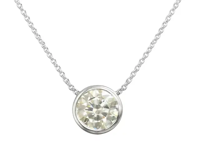 Wish Fine Jewelry 1.5ct Diamond 18K Gold Bezel Necklace
