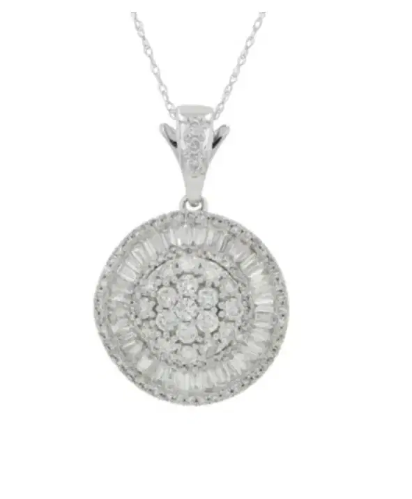 Wish Fine Jewelry 2.00ct Diamond 14K Gold Pizza Pendant Chain Necklace