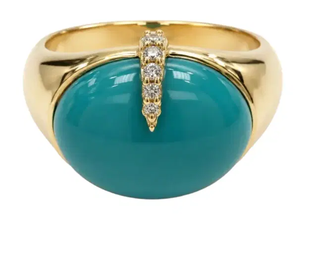Wish Fine Jewelry 4.837ct Diamond Turquoise 18K Gold Cocktail Ring