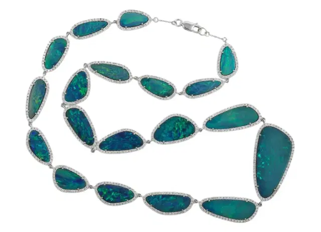Wish Fine Jewelry 49.62ct Opal Diamond 18K Gold Necklace
