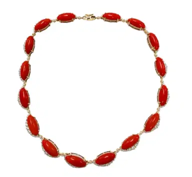 Wish Fine Jewelry 57.01ct Coral Diamond 18K Gold Statement Necklace | Thumbnail 1