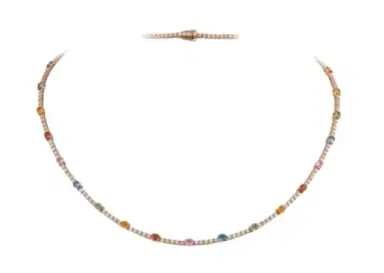 Wish Fine Jewelry 7.56ct Diamond Multi Sapphire 18K Gold Tennis Necklace | Thumbnail 1