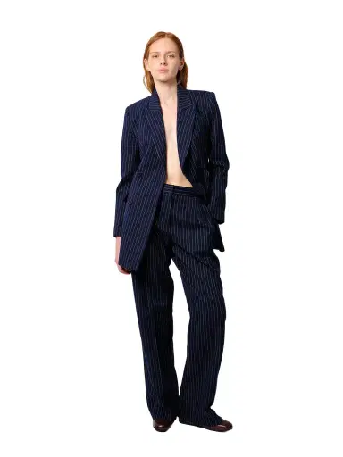 Aknvas The Rune trousers in navy pinstripe | Thumbnail 1 Aknvas The Rune trousers in navy pinstripe | Thumbnail 1