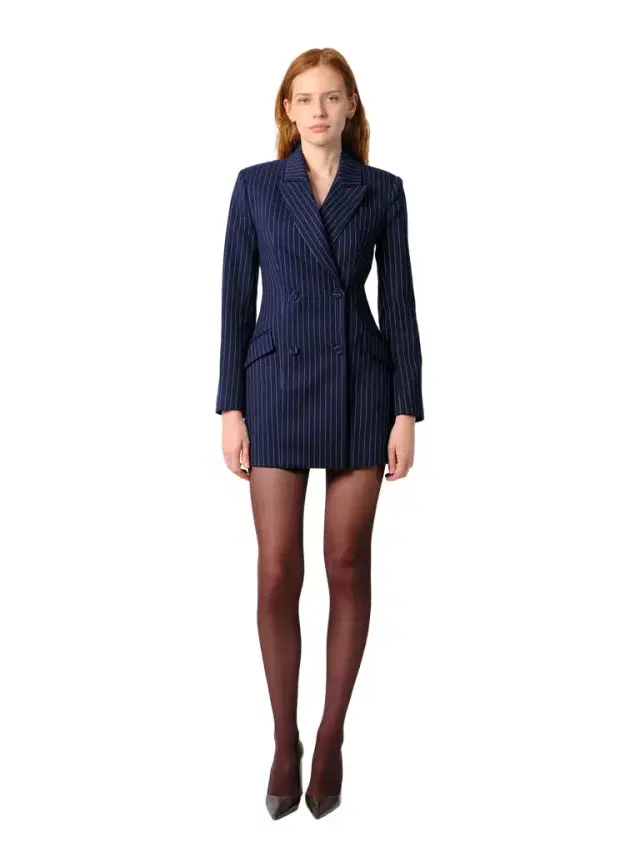 Aknvas The Zoe blazer dress in navy pinstripe