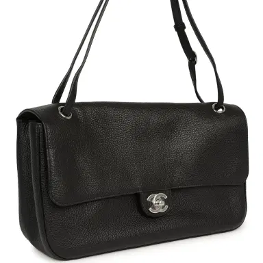 Chanel Chanel Maxi "Souplissimo" Small Flap Bag Black Grained Calfskin Silver Hardware | Thumbnail 2 Chanel Chanel Maxi "Souplissimo" Small Flap Bag Black Grained Calfskin Silver Hardware | Thumbnail 2