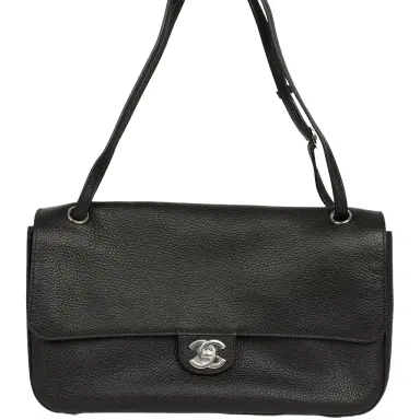 Chanel Chanel Maxi "Souplissimo" Small Flap Bag Black Grained Calfskin Silver Hardware | Thumbnail 1 Chanel Chanel Maxi "Souplissimo" Small Flap Bag Black Grained Calfskin Silver Hardware | Thumbnail 1