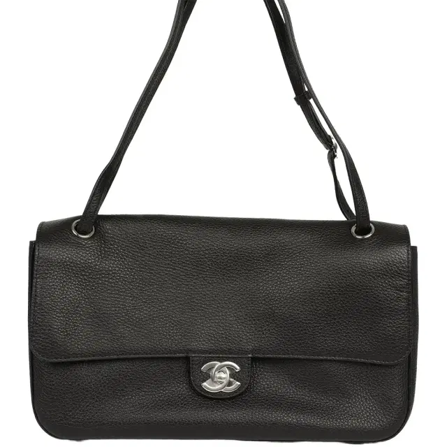 Chanel Chanel Maxi "Souplissimo" Small Flap Bag Black Grained Calfskin Silver Hardware