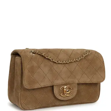 Chanel Chanel Mini "Souplissimo" Flap Bag Beige Suede Gold Hardware | Thumbnail 2