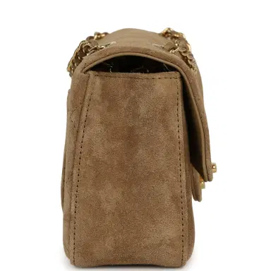 Chanel Chanel Mini "Souplissimo" Flap Bag Beige Suede Gold Hardware | Thumbnail 3