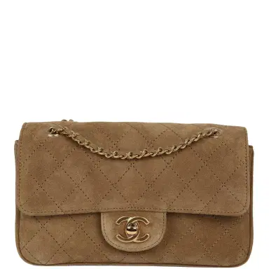 Chanel Chanel Mini "Souplissimo" Flap Bag Beige Suede Gold Hardware | Thumbnail 1