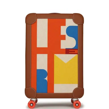 HERMÈS Hermes R.M.S. Cabine 55 Rolling Suitcase "Pacific H" Plume H Multicolor Canvas, Fauve Régate Palladium Hardware | Thumbnail 4 HERMÈS Hermes R.M.S. Cabine 55 Rolling Suitcase "Pacific H" Plume H Multicolor Canvas, Fauve Régate Palladium Hardware | Thumbnail 4