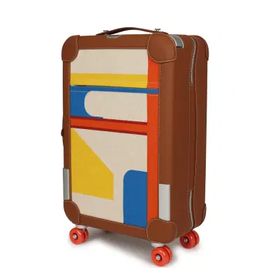 HERMÈS Hermes R.M.S. Cabine 55 Rolling Suitcase "Pacific H" Plume H Multicolor Canvas, Fauve Régate Palladium Hardware | Thumbnail 6 HERMÈS Hermes R.M.S. Cabine 55 Rolling Suitcase "Pacific H" Plume H Multicolor Canvas, Fauve Régate Palladium Hardware | Thumbnail 6