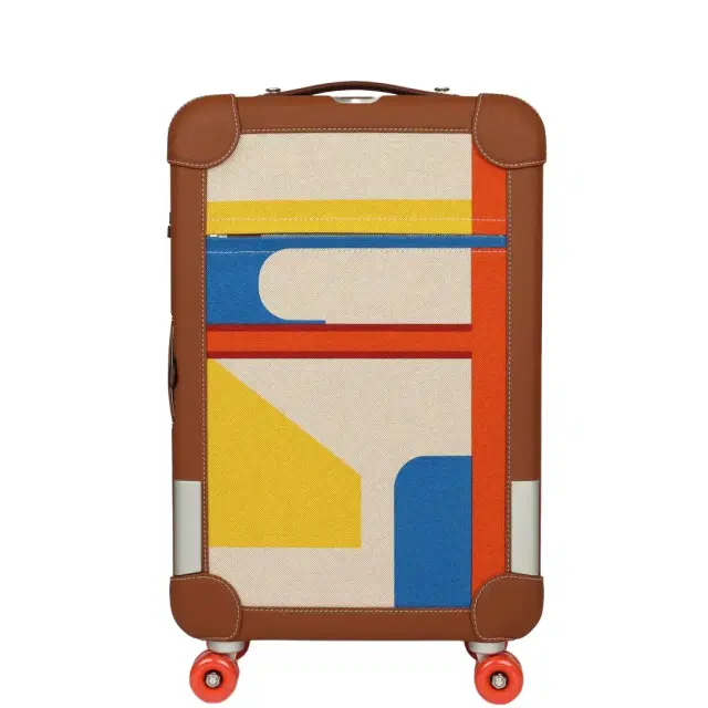 HERMÈS Hermes R.M.S. Cabine 55 Rolling Suitcase "Pacific H" Plume H Multicolor Canvas, Fauve Régate Palladium Hardware