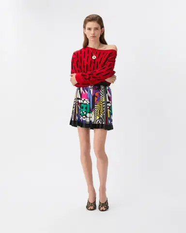 Versace Printed Silk Twill Pleated Mini Skirt | Thumbnail 2 Versace Printed Silk Twill Pleated Mini Skirt | Thumbnail 2
