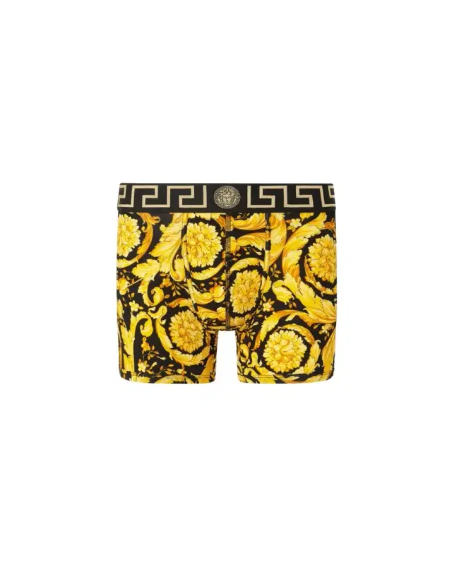 Versace Printed Jacquard Cotton-Jersey Long Trunks