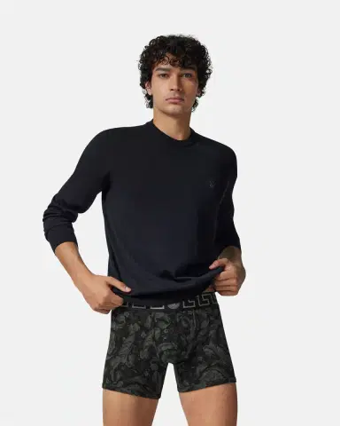 Versace Printed Jacquard Cotton-Jersey Long Trunks | Thumbnail 2 Versace Printed Jacquard Cotton-Jersey Long Trunks | Thumbnail 2