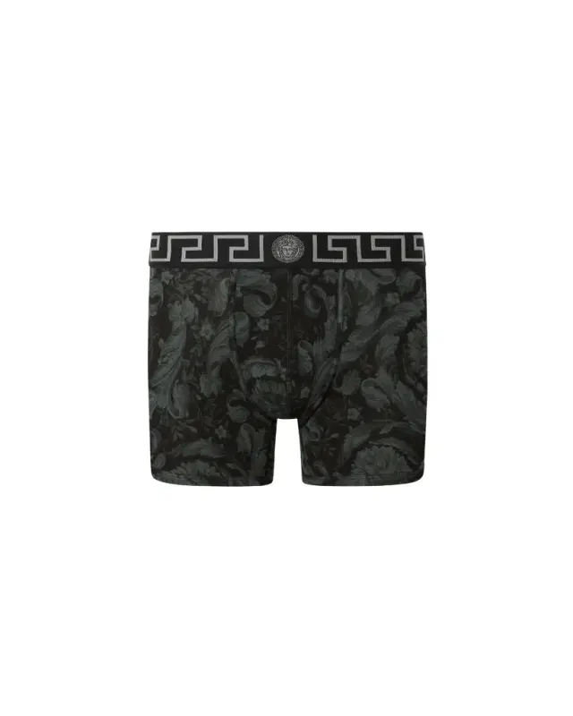 Versace Printed Jacquard Cotton-Jersey Long Trunks