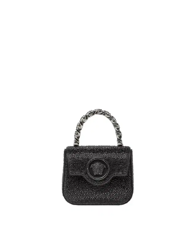 Versace La Medusa Embellished Satin Mini Bag