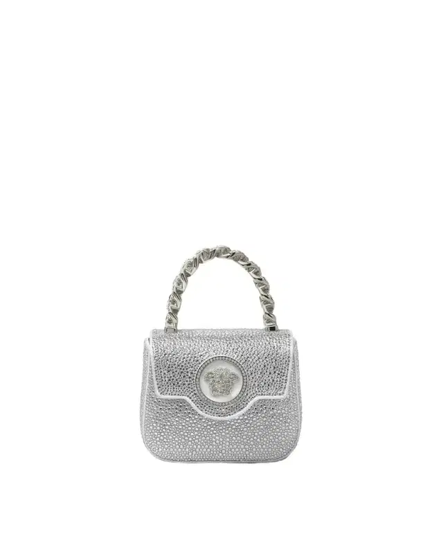 Versace La Medusa Embellished Satin Mini Bag